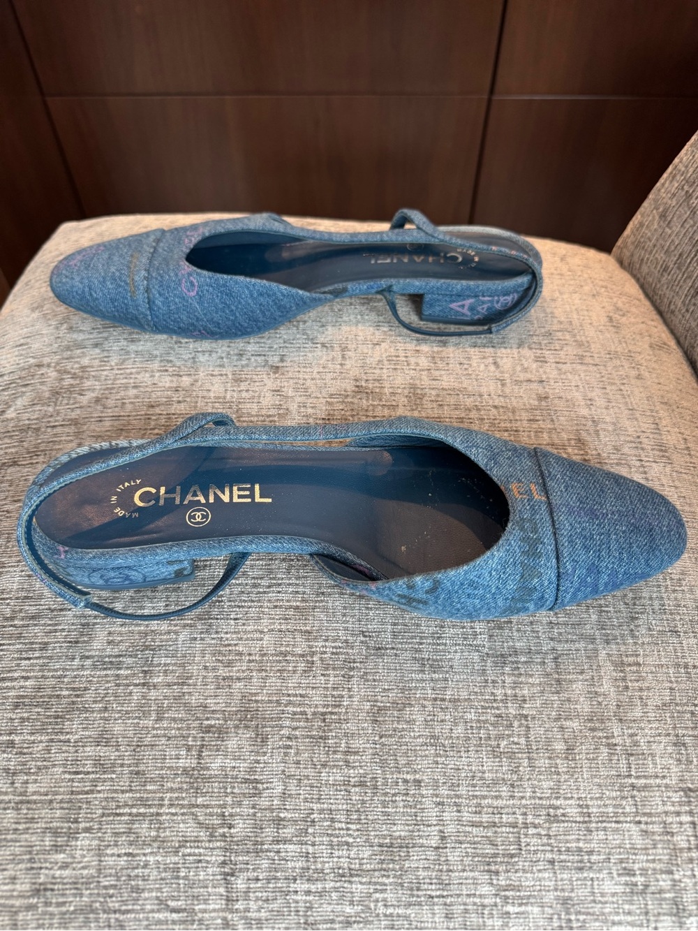 Chanel Denim Slingback Flats in Denim - Picture 2 of 6